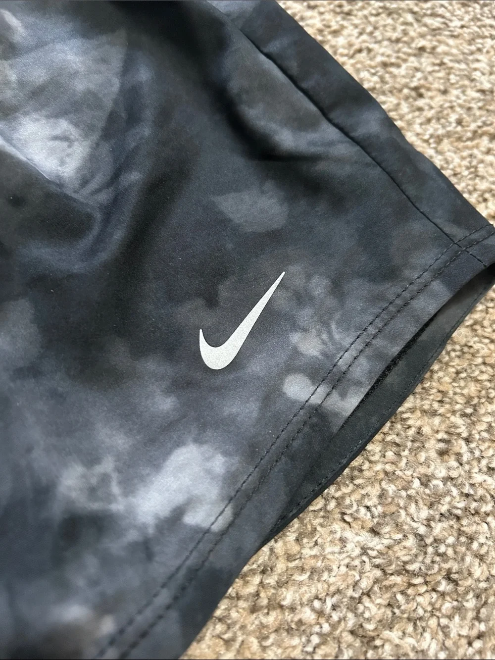 Nike Women's Black Gray Tie-Dye Dri-FIT Athletic Shorts